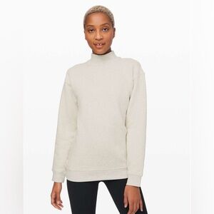 Lululemon All Yours Mock Neck sweatshirt, size 6, heathered light ivory,grey EUC